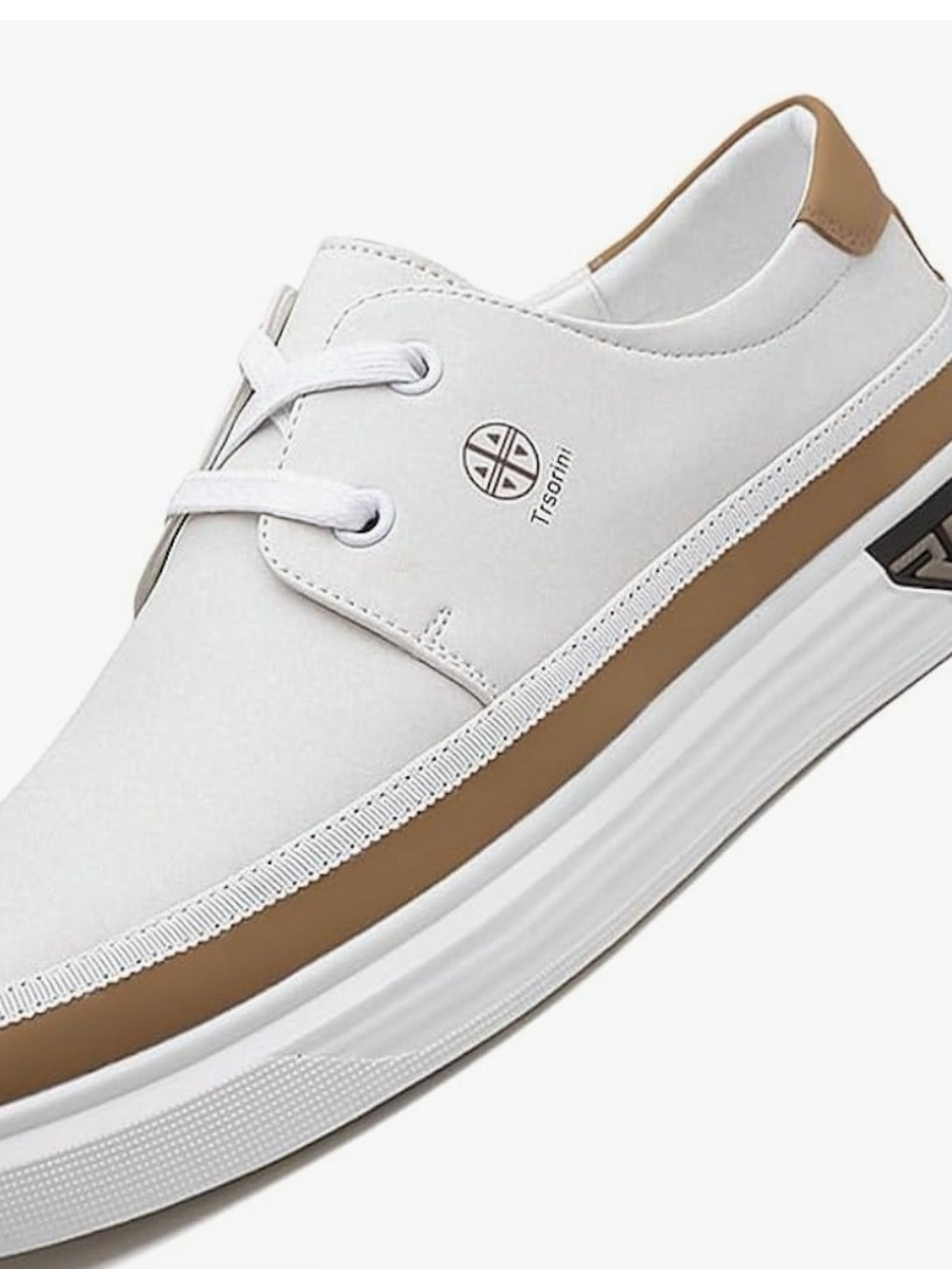 White and Brown Low-Top Men's Sneakers